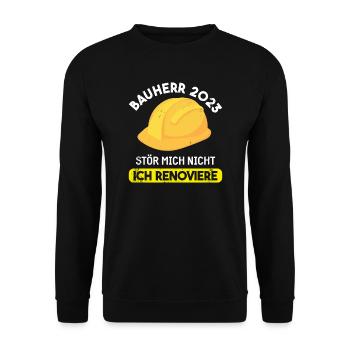 Bauherr 2023 Bauherrin Häuslebauer Geschenk - Unisex Pullover - Schwarz - Vorne - Alina (178cm) & Michal (187cm)