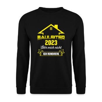 Bauleiter 2023 Bauaufsicht Bauleitung Geschenk - Unisex Pullover - Schwarz - Vorne - Alina (178cm) & Michal (187cm)