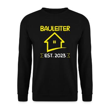 Bauleiter 2023 Bauaufsicht Bauarbeiter Geschenk - Unisex Pullover - Schwarz - Vorne - Alina (178cm) & Michal (187cm)