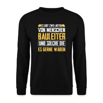 Bauleiter Bauaufsicht Bauherr Geschenk - Unisex Pullover - Schwarz - Vorne - Alina (178cm) & Michal (187cm)