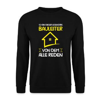 Bauleiter Bauaufsicht Baustellenleiter Geschenk - Unisex Pullover - Schwarz - Vorne - Alina (178cm) & Michal (187cm)
