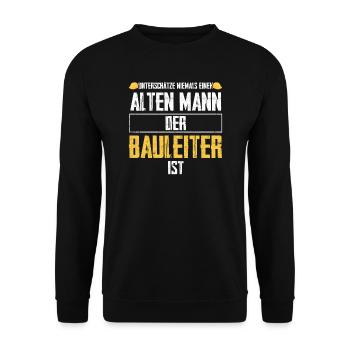 Bauleiter Bauaufsicht Bauleitung Geschenk - Unisex Pullover - Schwarz - Vorne - Alina (178cm) & Michal (187cm)