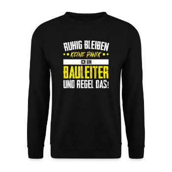Bauleiter Bauaufsicht Bauarbeiter Geschenk - Unisex Pullover - Schwarz - Vorne - Alina (178cm) & Michal (187cm)