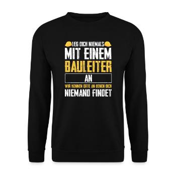 Bauleiter Bauaufsicht Baustellenleiter Geschenk - Unisex Pullover - Schwarz - Vorne - Alina (178cm) & Michal (187cm)