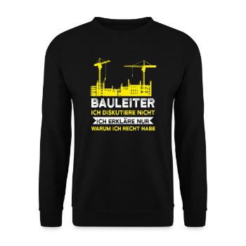 Bauleiter Bauaufsicht Bauleitung Geschenk - Unisex Pullover - Schwarz - Vorne - Alina (178cm) & Michal (187cm)