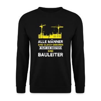 Bauleiter Bauaufsicht Hausbau Geschenk - Unisex Pullover - Schwarz - Vorne - Alina (178cm) & Michal (187cm)