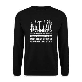 Techniker Beruf Technik Geschenk - Unisex Pullover - Schwarz - Vorne - Alina (178cm) & Michal (187cm)