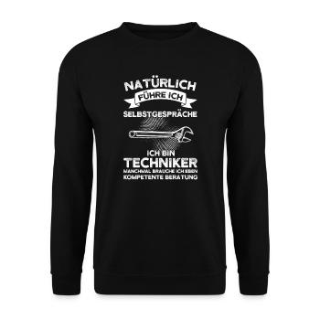 Techniker Beruf Fachmann Technik Geschenk - Unisex Pullover - Schwarz - Vorne - Alina (178cm) & Michal (187cm)