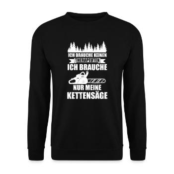 Baumpfleger Forstwirt Kettensäge Geschenk - Unisex Pullover - Schwarz - Vorne - Alina (178cm) & Michal (187cm)