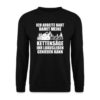 Baumpfleger Forstwirt Holzfäller Geschenk - Unisex Pullover - Schwarz - Vorne - Alina (178cm) & Michal (187cm)