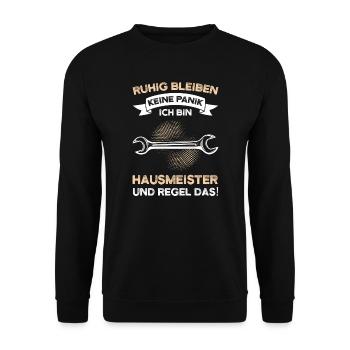 Hausmeister Beruf Handwerker Geschenk - Unisex Pullover - Schwarz - Vorne - Alina (178cm) & Michal (187cm)