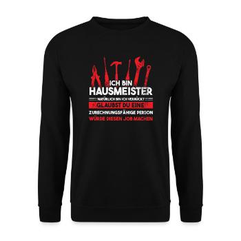Hausmeister Beruf Hauswart Geschenk - Unisex Pullover - Schwarz - Vorne - Alina (178cm) & Michal (187cm)