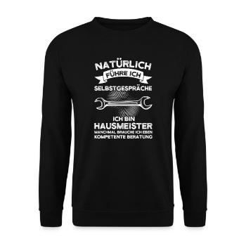 Hausmeister Beruf Hausverwalter Geschenk - Unisex Pullover - Schwarz - Vorne - Alina (178cm) & Michal (187cm)