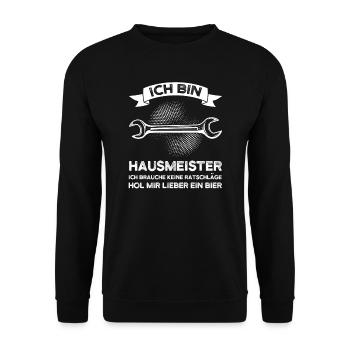 Hausmeister Beruf Hausverwalter Geschenk - Unisex Pullover - Schwarz - Vorne - Alina (178cm) & Michal (187cm)
