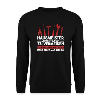 Hausmeister Beruf Hausverwalter Geschenk - Unisex Pullover - Schwarz - Vorne - Alina (178cm) & Michal (187cm)