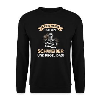 Schweißer Beruf Schweisser Geschenk - Unisex Pullover - Schwarz - Vorne - Alina (178cm) & Michal (187cm)