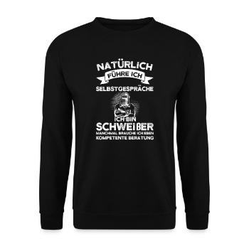 Schweißer Beruf Schweisser Geschenk - Unisex Pullover - Schwarz - Vorne - Alina (178cm) & Michal (187cm)