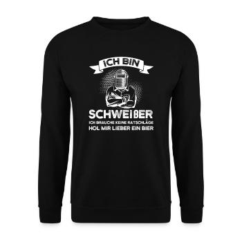 Schweißer Beruf Schweisser Geschenk - Unisex Pullover - Schwarz - Vorne - Alina (178cm) & Michal (187cm)