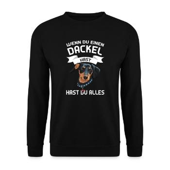 Dackel Hund Dackel Hund Geschenk - Unisex Pullover - Schwarz - Vorne - Alina (178cm) & Michal (187cm)