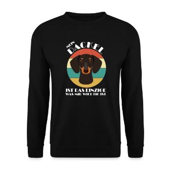 Dackel Hund Dackel Hund Geschenk - Unisex Pullover - Schwarz - Vorne - Alina (178cm) & Michal (187cm)