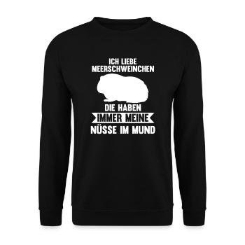 Meerschwein Haustier Meerschweinchen Liebhaber Ges - Unisex Pullover - Schwarz - Vorne - Alina (178cm) & Michal (187cm)