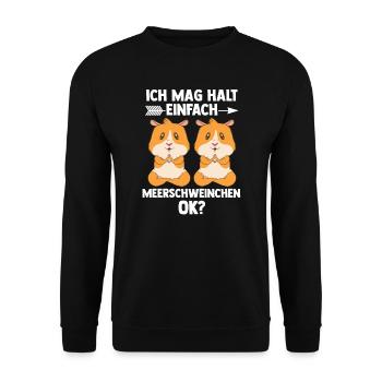 Meerschwein Haustier Meerschweinchen Geschenk - Unisex Pullover - Schwarz - Vorne - Alina (178cm) & Michal (187cm)