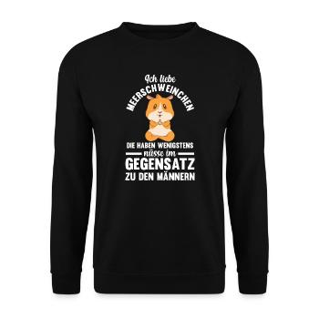 Meerschwein Haustier Meerschweinchen Geschenk - Unisex Pullover - Schwarz - Vorne - Alina (178cm) & Michal (187cm)