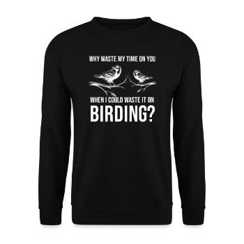 Vogelbeobachtung Vögel Vogelgeschenk - Unisex Pullover - Schwarz - Vorne - Alina (178cm) & Michal (187cm)