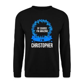 Vorname Christopher Name Christopher Geschenk - Unisex Pullover - Schwarz - Vorne - Alina (178cm) & Michal (187cm)