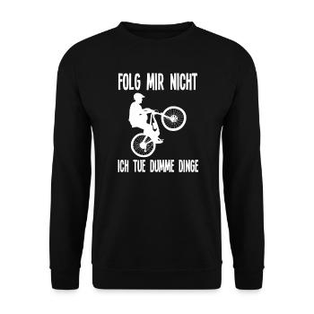 Mountainbike Rennen Mountainbike Fahrer Geschenk - Unisex Pullover - Schwarz - Vorne - Alina (178cm) & Michal (187cm)