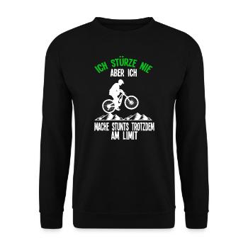 Mountainbike Rennen Mountainbike Fahrer Geschenk - Unisex Pullover - Schwarz - Vorne - Alina (178cm) & Michal (187cm)