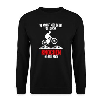 Mountainbike Rennen Mountainbike Fahrer Geschenk - Unisex Pullover - Schwarz - Vorne - Alina (178cm) & Michal (187cm)