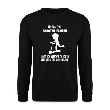 Scooter Roller Scooter-Fahrer Geschenk - Unisex Pullover - Schwarz - Vorne - Alina (178cm) & Michal (187cm)