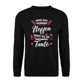 Tante Familie Lieblingstante Geschenk - Unisex Pullover - Schwarz - Vorne - Alina (178cm) & Michal (187cm)