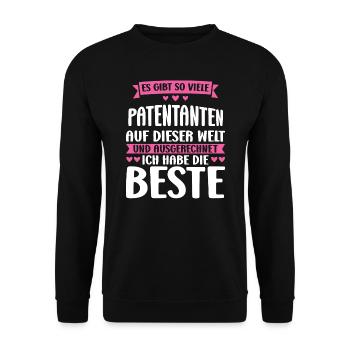 Patentante Taufe Patenkind Geschenk - Unisex Pullover - Schwarz - Vorne - Alina (178cm) & Michal (187cm)