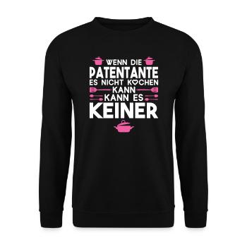 Patentante Taufe Taufpatin Geschenk - Unisex Pullover - Schwarz - Vorne - Alina (178cm) & Michal (187cm)