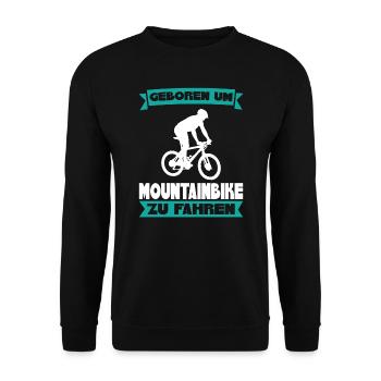 Mountainbike Downhill Mountainbike Fahrer Geschenk - Unisex Pullover - Schwarz - Vorne - Alina (178cm) & Michal (187cm)