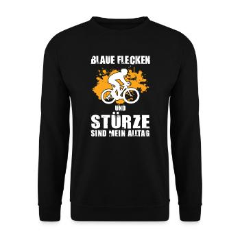 Mountainbike Downhill Mountainbike Fahrer Geschenk - Unisex Pullover - Schwarz - Vorne - Alina (178cm) & Michal (187cm)