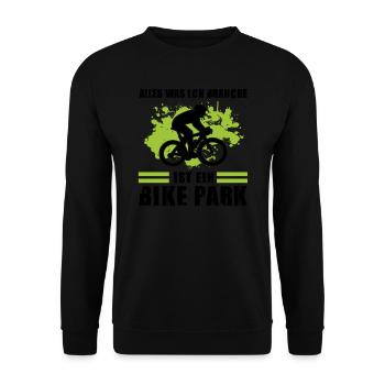 Mountainbike Downhill Mountainbike Fahrer Geschenk - Unisex Pullover - Schwarz - Vorne - Alina (178cm) & Michal (187cm)
