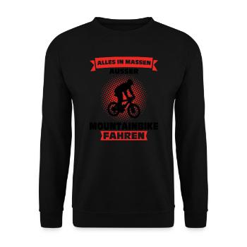Mountainbike Downhill Mountainbike Fahrer Geschenk - Unisex Pullover - Schwarz - Vorne - Alina (178cm) & Michal (187cm)