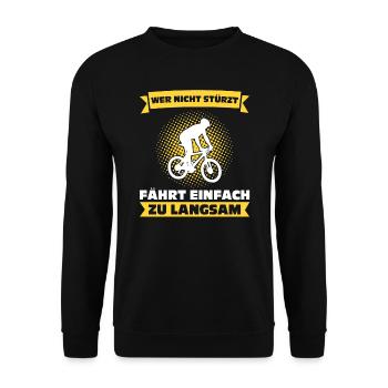 Mountainbike Downhill Mountainbike Fahrer Geschenk - Unisex Pullover - Schwarz - Vorne - Alina (178cm) & Michal (187cm)
