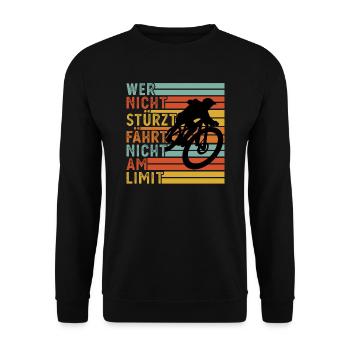 Mountainbike Downhill Mountainbiker Geschenk - Unisex Pullover - Schwarz - Vorne - Alina (178cm) & Michal (187cm)