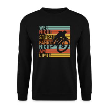 Mountainbike Downhill Radrennen Geschenk - Unisex Pullover - Schwarz - Vorne - Alina (178cm) & Michal (187cm)