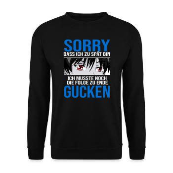Anime Boy Merch Anime Merch Geschenk - Unisex Pullover - Schwarz - Vorne - Alina (178cm) & Michal (187cm)