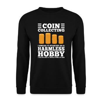 Münzen Münzen Sammler Numismatiker Geschenk - Unisex Pullover - Schwarz - Vorne - Alina (178cm) & Michal (187cm)