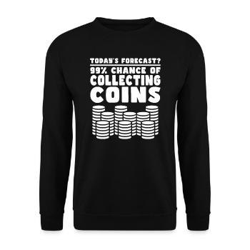 Münzen Münzen Sammler Numismatiker Geschenk - Unisex Pullover - Schwarz - Vorne - Alina (178cm) & Michal (187cm)