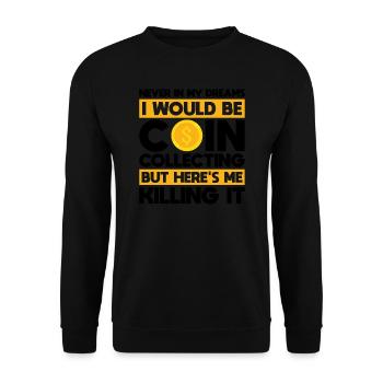 Münzen Münzen Sammler Numismatiker Geschenk - Unisex Pullover - Schwarz - Vorne - Alina (178cm) & Michal (187cm)