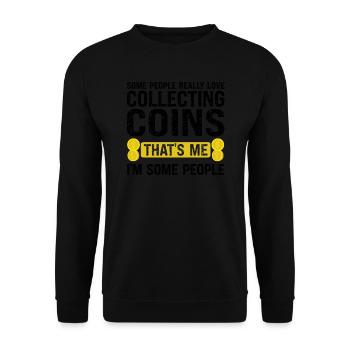 Münzen Münzen Sammler Numismatiker Geschenk - Unisex Pullover - Schwarz - Vorne - Alina (178cm) & Michal (187cm)