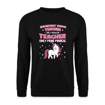 Lehrer Schule Grundschule Geschenk - Unisex Pullover - Schwarz - Vorne - Alina (178cm) & Michal (187cm)