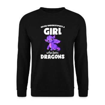 Drache Drachen magische Kreatur Geschenk - Unisex Pullover - Schwarz - Vorne - Alina (178cm) & Michal (187cm)